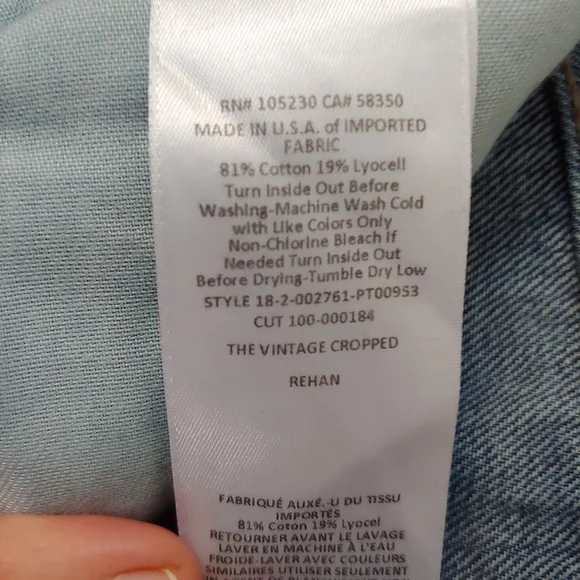 Current/Elliot The Vintage Cropped Jeans Blue Size 26 - Picture 16 of 16